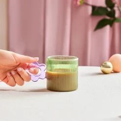 Sale Miracle Glass Mug, 360ml, Blue Flower Mugs