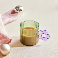 Sale Miracle Glass Mug, 360ml, Blue Flower Mugs