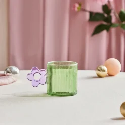 Sale Miracle Glass Mug, 360ml, Blue Flower Mugs