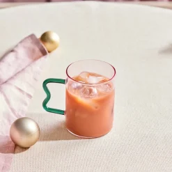 Miracle Glass Mug, 450ml, Green Zigzag Mugs