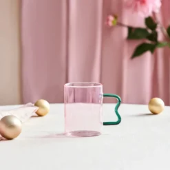 Miracle Glass Mug, 450ml, Green Zigzag Mugs