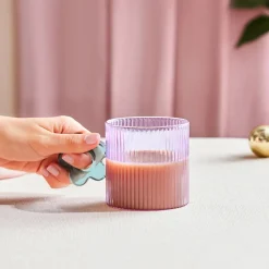 Best Miracle Glass Mug, 360ml, Green Flower Mugs