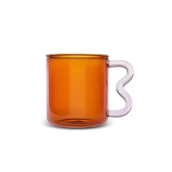 New Miracle Glass Mug, 450ml, Amber Pink Zigzag Mugs