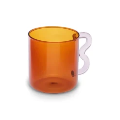 New Miracle Glass Mug, 450ml, Amber Pink Zigzag Mugs