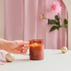 New Miracle Glass Mug, 450ml, Amber Pink Zigzag Mugs