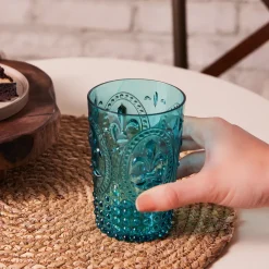 Online Moise Acrylic Tumbler Glass, 400ml, Blue Tumbler Glasses