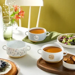 Discount Monet Flower 3-Piece Stoneware Cereal/Soup Bowl, 460ml, Multi Bowls