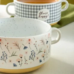 Discount Monet Flower 3-Piece Stoneware Cereal/Soup Bowl, 460ml, Multi Bowls