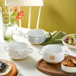 Discount Monet Flower 3-Piece Stoneware Cereal/Soup Bowl, 460ml, Multi Bowls