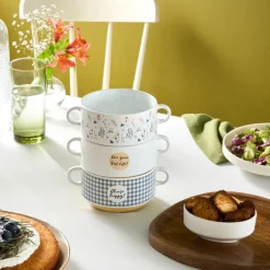 Discount Monet Flower 3-Piece Stoneware Cereal/Soup Bowl, 460ml, Multi Bowls