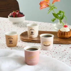 Discount Monet 8-Piece Stoneware Espresso Turkish Coffee Cup Set for 4 People, 90ml, Multi Espresso & Turkish Coffee Cup Sets