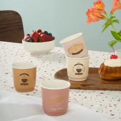 Discount Monet 8-Piece Stoneware Espresso Turkish Coffee Cup Set for 4 People, 90ml, Multi Espresso & Turkish Coffee Cup Sets