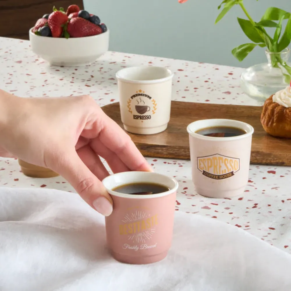 Discount Monet 8-Piece Stoneware Espresso Turkish Coffee Cup Set for 4 People, 90ml, Multi Espresso & Turkish Coffee Cup Sets