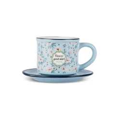 Hot Monet 8-Piece Stoneware Espresso Turkish Coffee Cup Set for 4 People, 60ml, Multi Espresso & Turkish Coffee Cup Sets