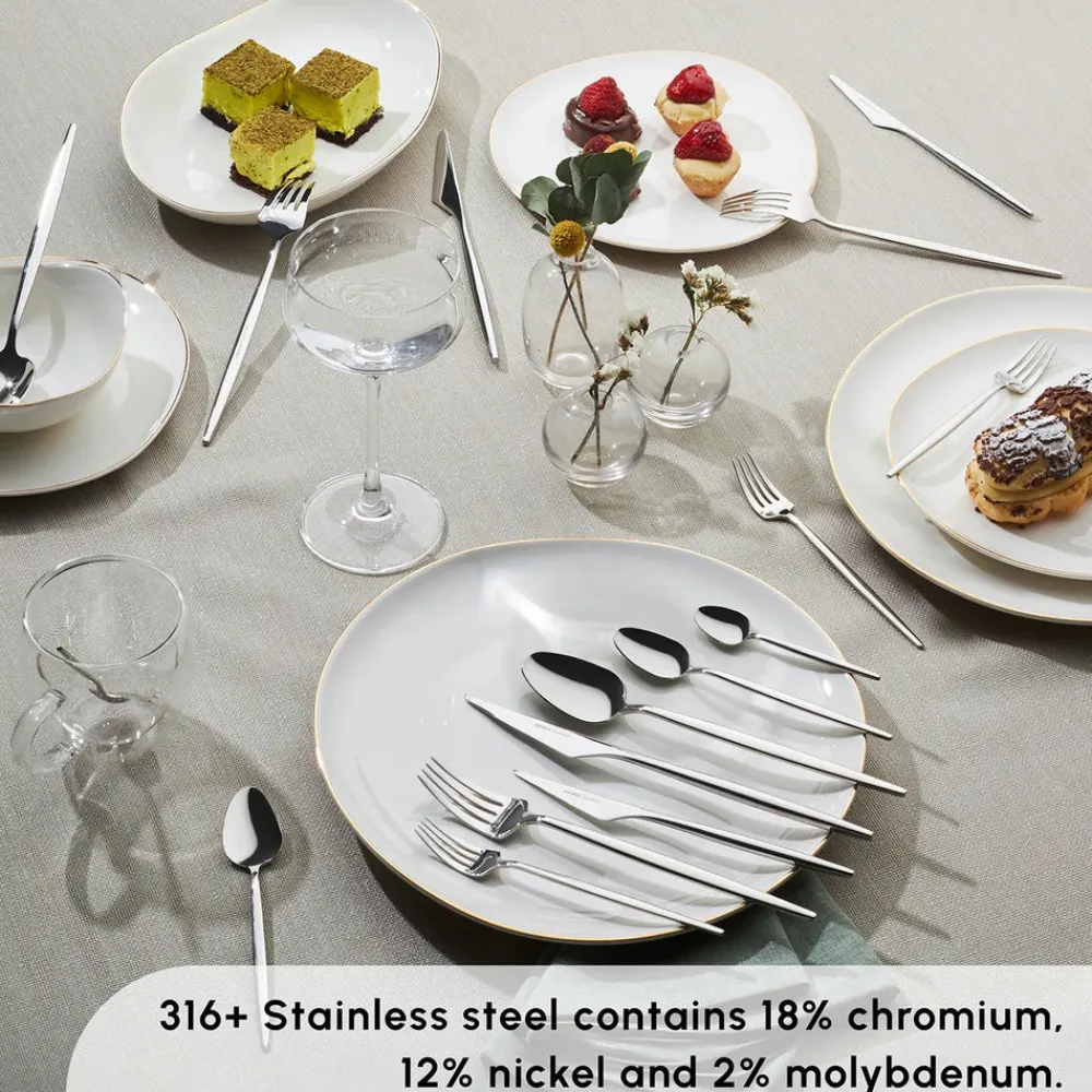 Outlet Moongate 84-Piece 316+ Stainless Steel Cutlery Set for 12 People, Silver Cutlery Sets