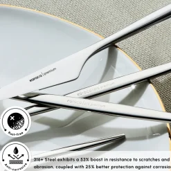 Outlet Moongate 84-Piece 316+ Stainless Steel Cutlery Set for 12 People, Silver Cutlery Sets