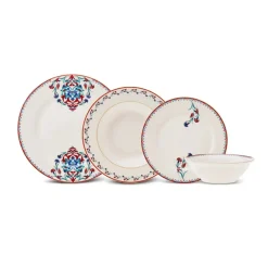Hot Nakkaş 24-Piece Bone China Dinner Set for 6 People, White Multi See All Dinner Sets|Bone China Dinner Sets
