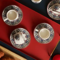 Discount Nakkaş 12-Piece Porcelain Espresso Turkish Coffee Cup Set for 6 People, 100ml, Multi Espresso & Turkish Coffee Cup Sets