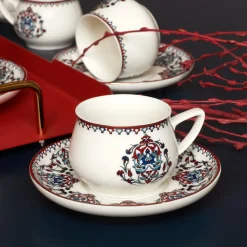 Discount Nakkaş 12-Piece Porcelain Espresso Turkish Coffee Cup Set for 6 People, 100ml, Multi Espresso & Turkish Coffee Cup Sets