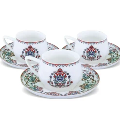 Discount Nakkaş 12-Piece Porcelain Espresso Turkish Coffee Cup Set for 6 People, 100ml, Multi Espresso & Turkish Coffee Cup Sets