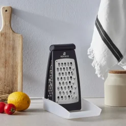 Online Nancy Double Sided Box Grater, 25cm, Black Silver Kitchen Gadgets