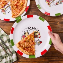 Best Napoly 5-Piece Porcelain Pizza Set for 4 People, White Multi Serving Platters