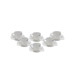 Best Nazende 12 Piece Porcelain Espresso Turkish Coffee Cup Set for 6 People, 80ml, White Platinum Espresso & Turkish Coffee Cup Sets
