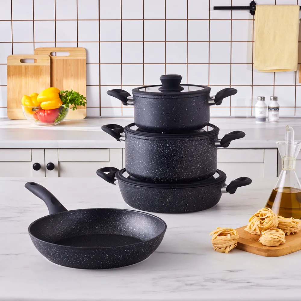 New Nebula Granite 7-Piece Non-Stick Induction Cookware Set, Biogranite Cookware Sets