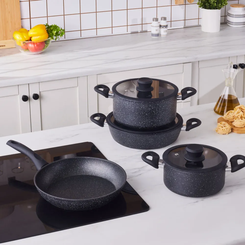 New Nebula Granite 7-Piece Non-Stick Induction Cookware Set, Biogranite Cookware Sets