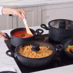 New Nebula Granite 7-Piece Non-Stick Induction Cookware Set, Biogranite Cookware Sets