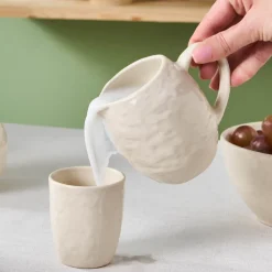 Outlet Nebula Stoneware Milk Jug, 300ml, Beige Cafetieres