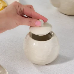 Nebula Stoneware Sugar Bowl, 300ml, Beige Storage Jars