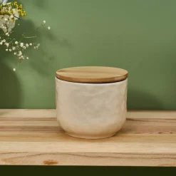 Nebula Stoneware Storage Container, 8cm, Beige Storage Containers