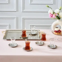 New Nehir 19-Piece Turkish Tea Set for 6 People, 130ml, Multi Turkish Tea Sets