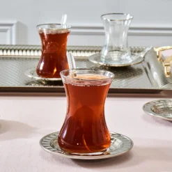 New Nehir 19-Piece Turkish Tea Set for 6 People, 130ml, Multi Turkish Tea Sets