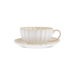 Hot New Daisy Stoneware Glass Tea Cup and Saucer, 250ml, White Tea Set