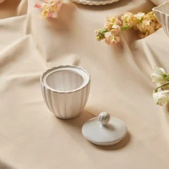 Hot New Daisy Stoneware Sugar Bowl, 230ml, White Storage Jars