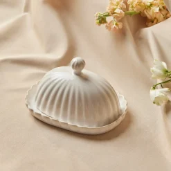 Hot New Daisy Stoneware Butter Dish, 18,5cm, White Bowls