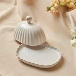 Hot New Daisy Stoneware Butter Dish, 18,5cm, White Bowls