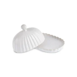 Hot New Daisy Stoneware Butter Dish, 18,5cm, White Bowls