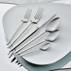 New Glacial 84-Piece Elegance Cutlery Set for 12 People, Platin Cutlery Sets
