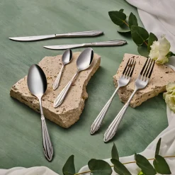 New New Mantilla 84-Piece Stainless Steel Cutlery Set for 12 People, Platin Cutlery Sets