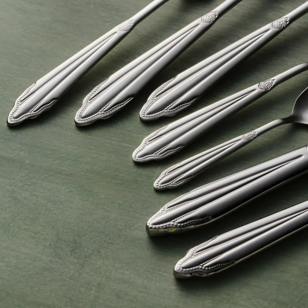 New New Mantilla 84-Piece Stainless Steel Cutlery Set for 12 People, Platin Cutlery Sets