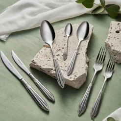 New New Mantilla 84-Piece Stainless Steel Cutlery Set for 12 People, Platin Cutlery Sets