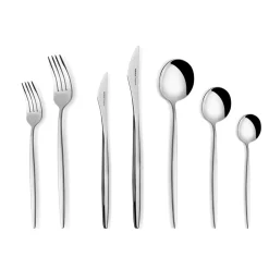 Discount New Porto Elegance 84-Piece Stainless Steel Cutlery Set for 12 People, Silver Cutlery Sets