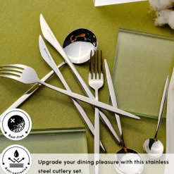 Discount New Porto Elegance 84-Piece Stainless Steel Cutlery Set for 12 People, Silver Cutlery Sets