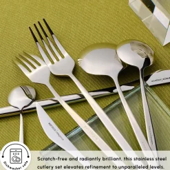 Discount New Porto Elegance 84-Piece Stainless Steel Cutlery Set for 12 People, Silver Cutlery Sets