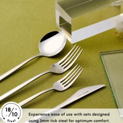 Discount New Porto Elegance 84-Piece Stainless Steel Cutlery Set for 12 People, Silver Cutlery Sets