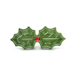 Online New Year Butcher's Broom 2-Section Snack Bowl, 18cm, Green Bowls