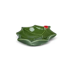 Online New Year Butcher's Broom 2-Section Snack Bowl, 18cm, Green Bowls